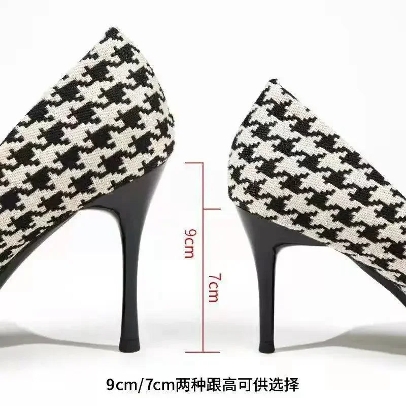 Pointed Toe Metal Chain  Pearl Formal Thin Heels