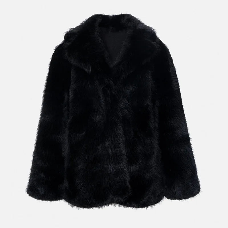 Winter Imitation Fox Fur Mid-length Coat