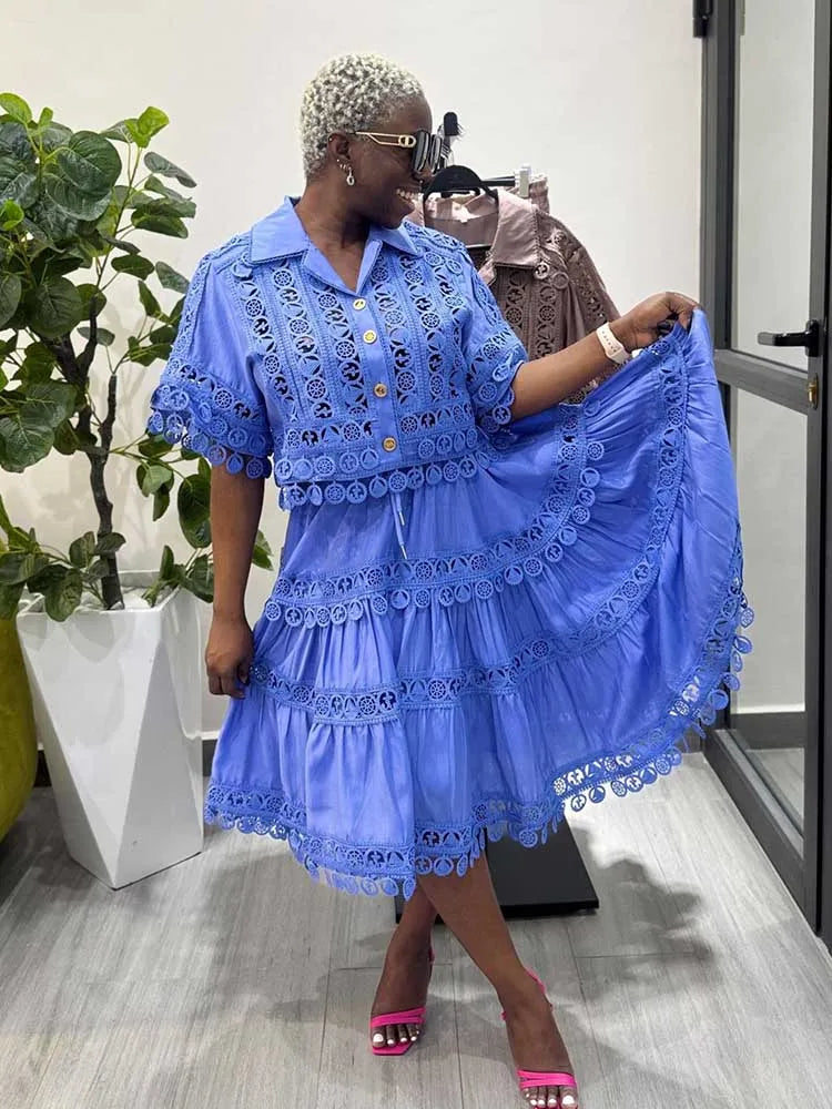 Summer Color Elegant Shirt Skirt Set