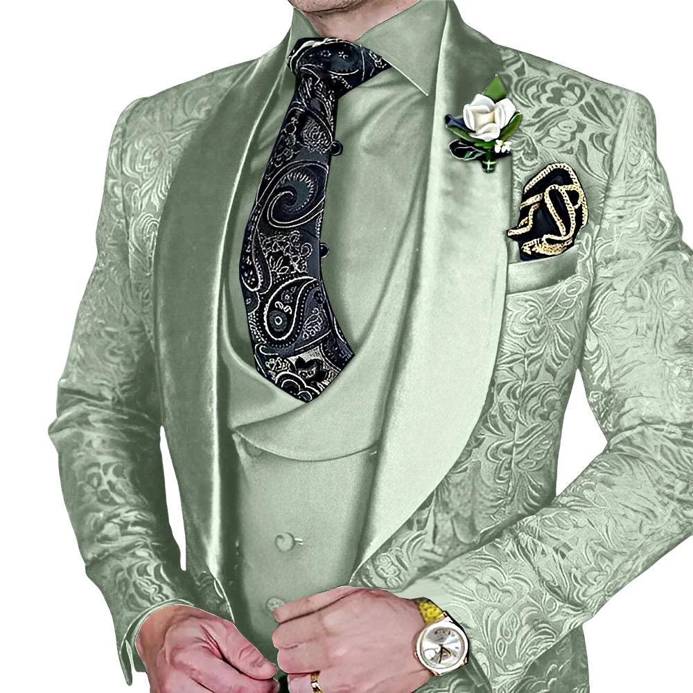 Jacquard Men's 3-piece Suit Set
