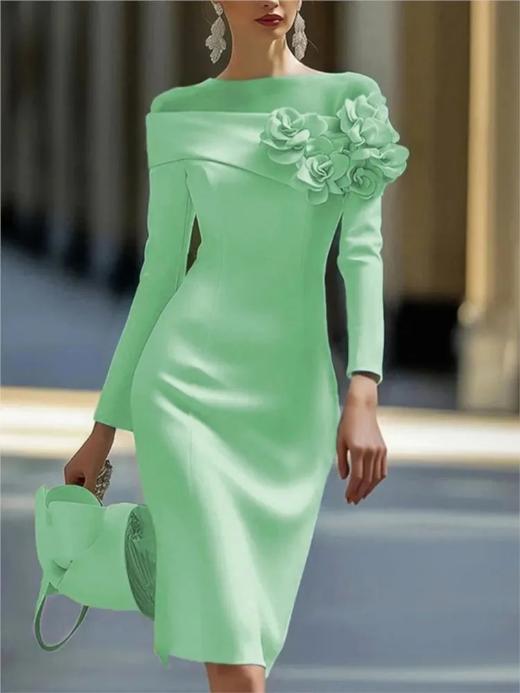 ✨ Elegant Floral Side-Patch Party Dress