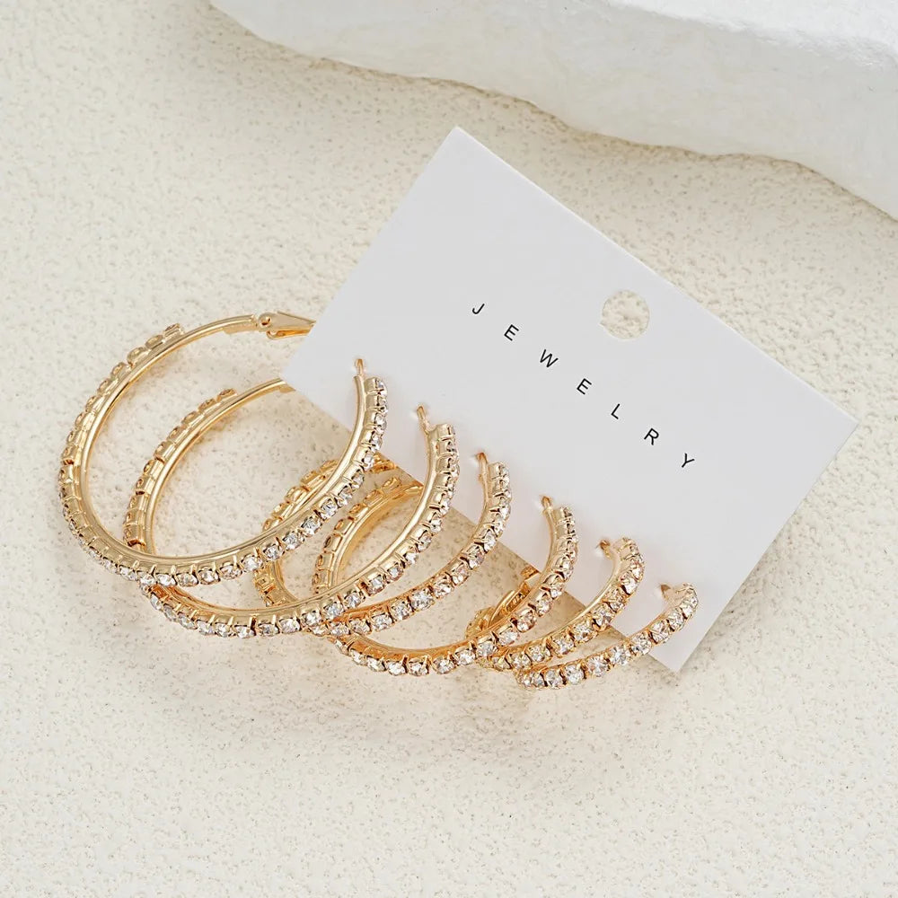 6pcs Classic Zircon Hoop Earring Set – Timeless Shine for Every Moment