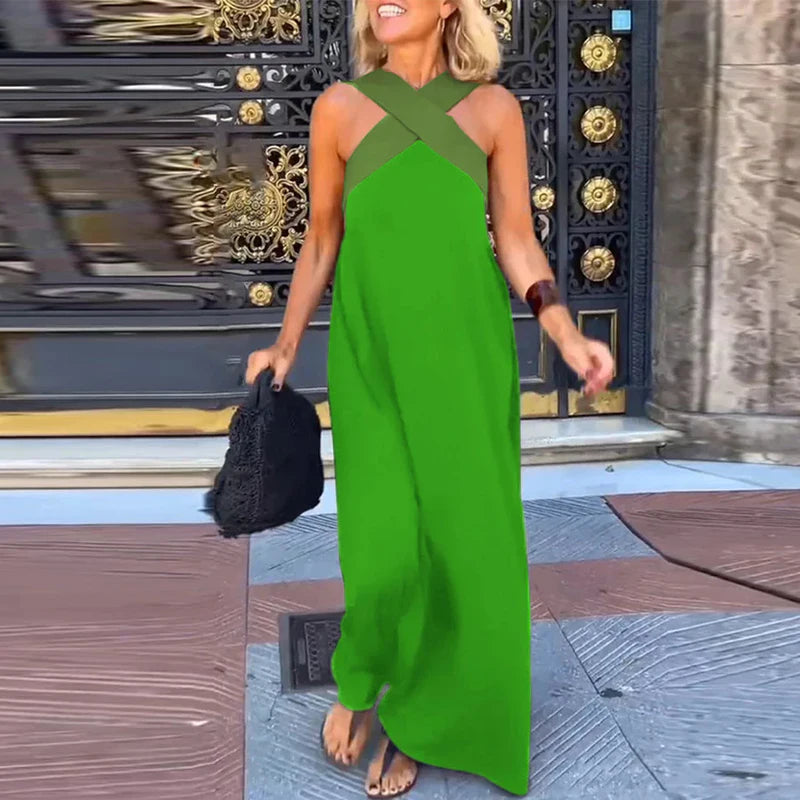 Sexy Cross Halter Sling Long Dress