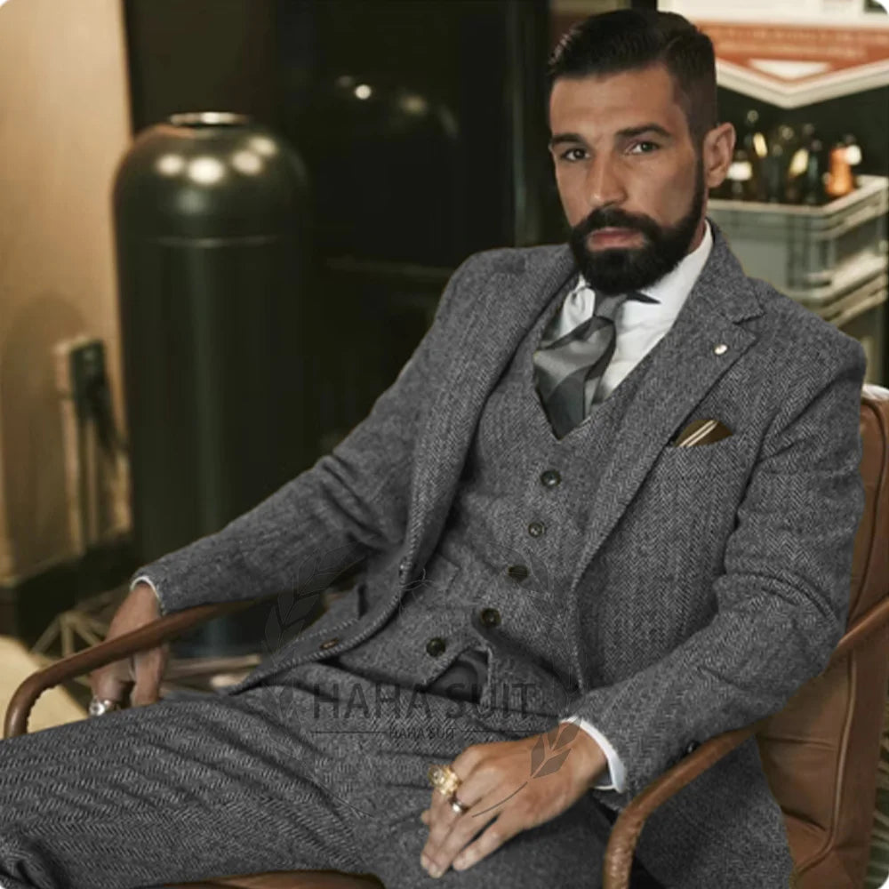 Jacket Vest Pants Groom Suit Slim Fit Three Piece Suit