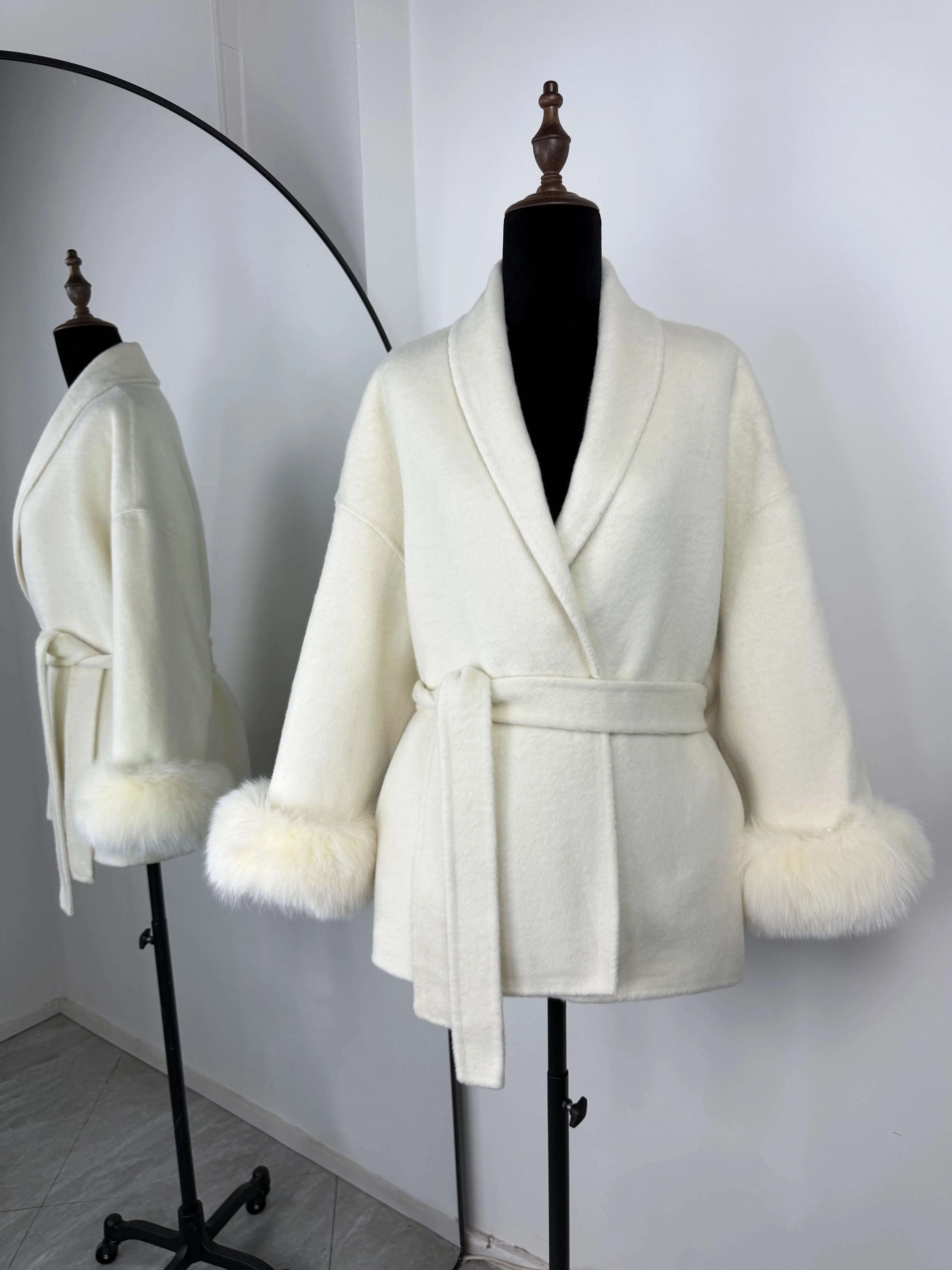 Fox Fur Short  Removable Elegant Double-sided Wool Overcoat