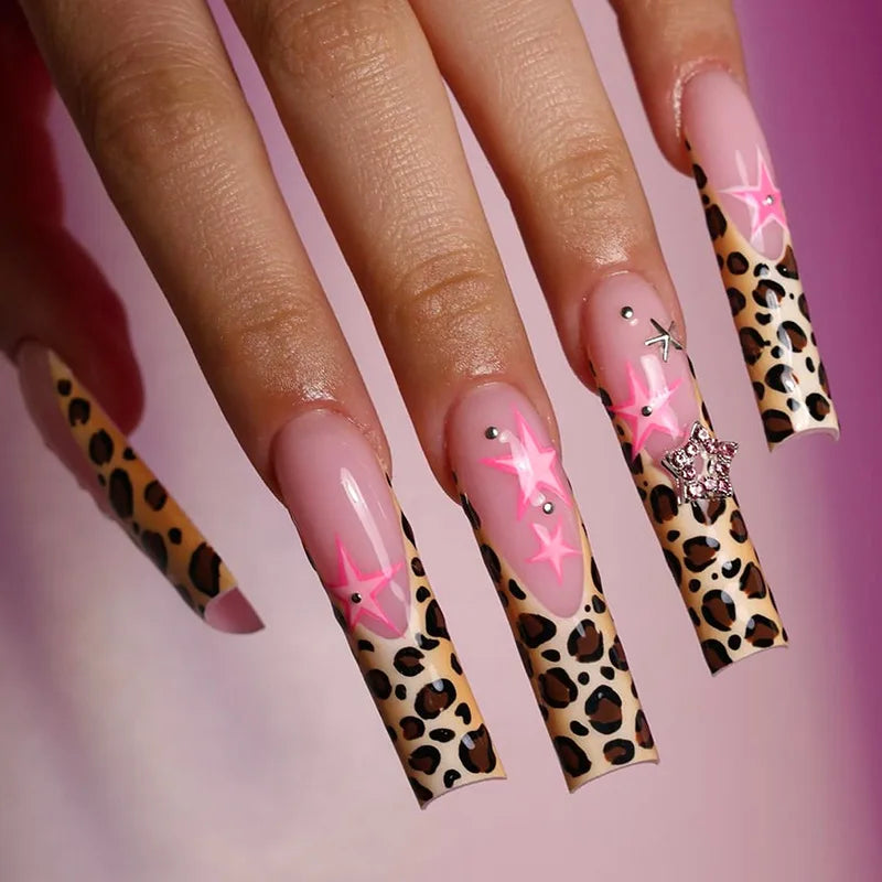 24Pcs Long Square Press on Nails