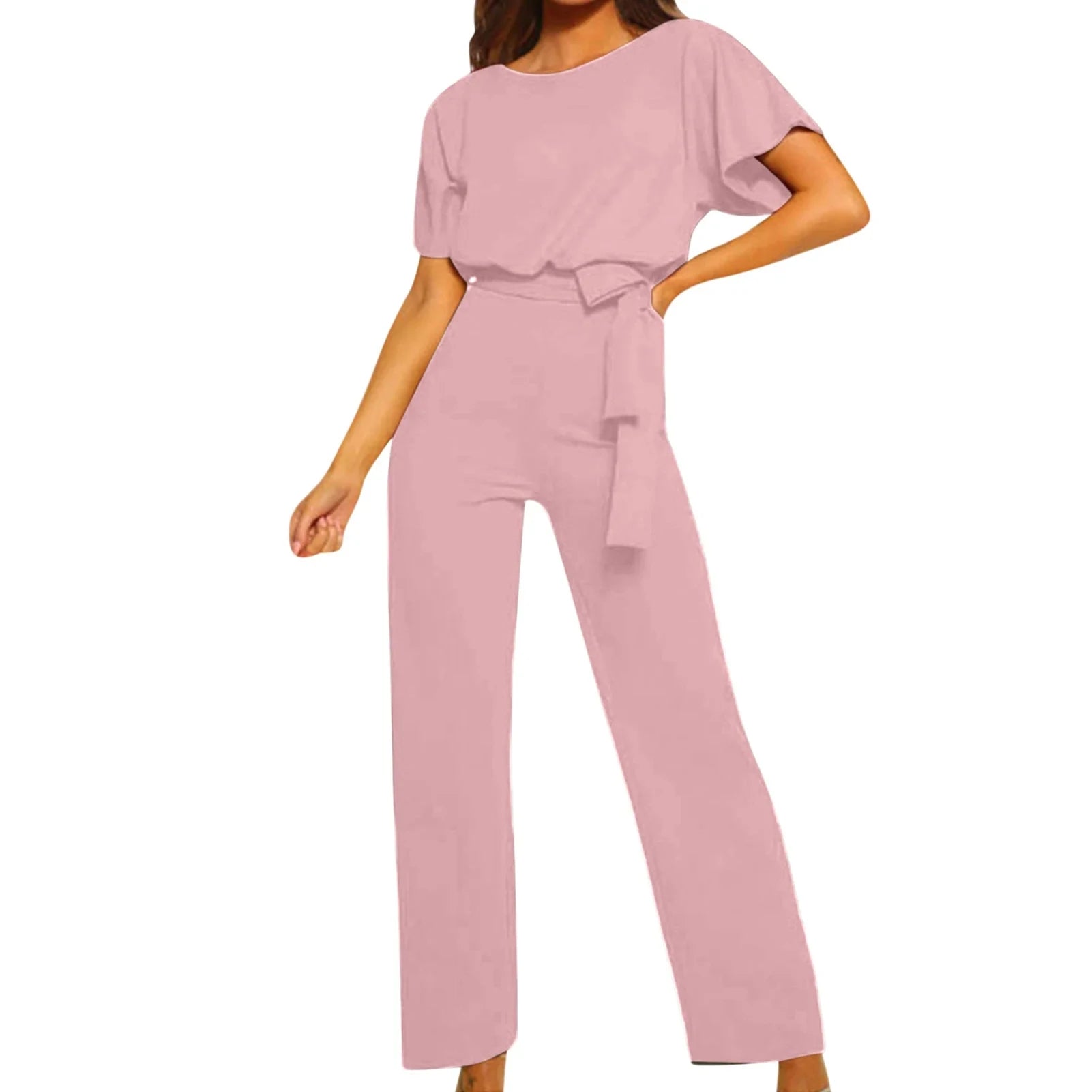 Sleeveless Belt Wide Leg Elegant Lady New Size Bodycon Jumpsuits