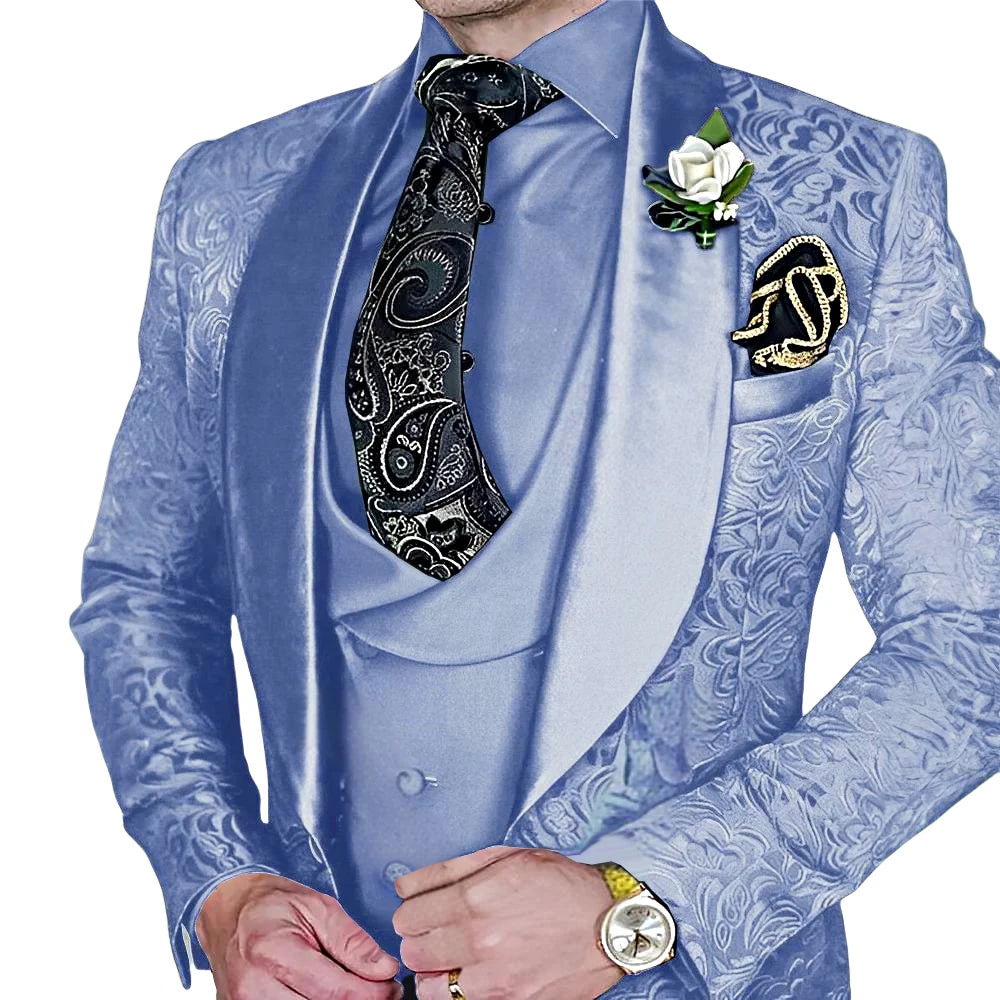 Jacquard Men's 3-piece Suit Set