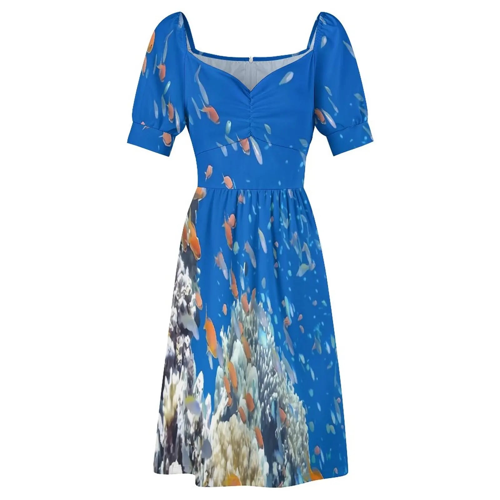 Tropical Marine Casual V Neck Elegant Printed Dress