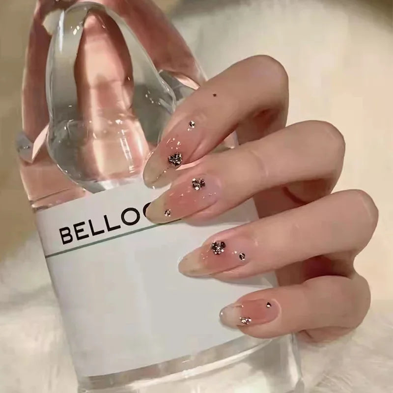 24Pcs/Set Dry Rose Blush Artificial Wearing False Nails