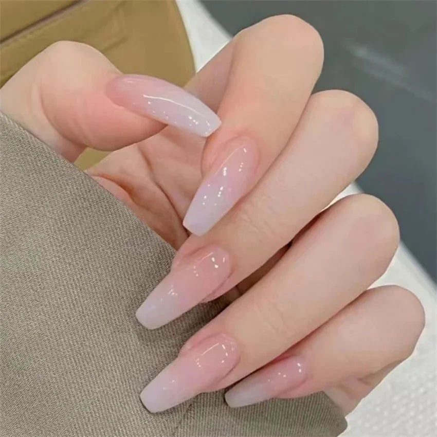 24Pcs/Set Dry Rose Blush Artificial Wearing False Nails