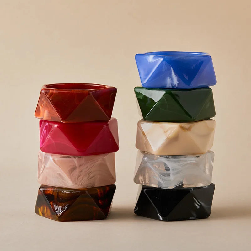 Exaggeration Wide Irregular Polygon Resin Bracelet - Durable Geometric Bangles