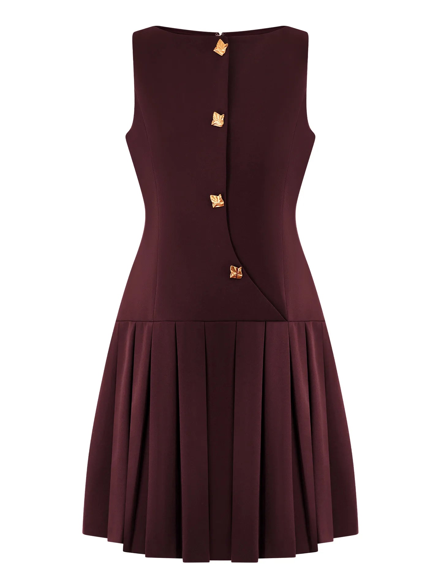 Summer Pleated Waist Sleeveless Mini Dress