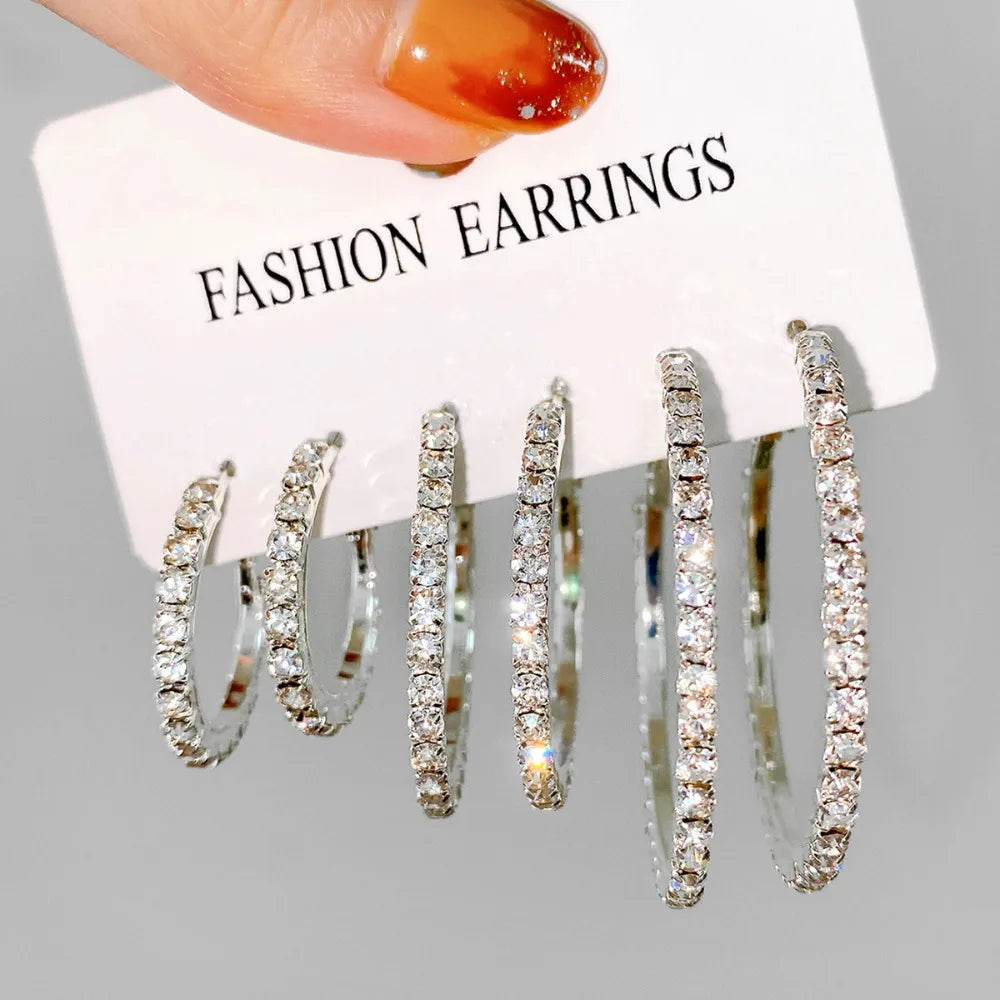 6pcs Classic Zircon Hoop Earring Set – Timeless Shine for Every Moment