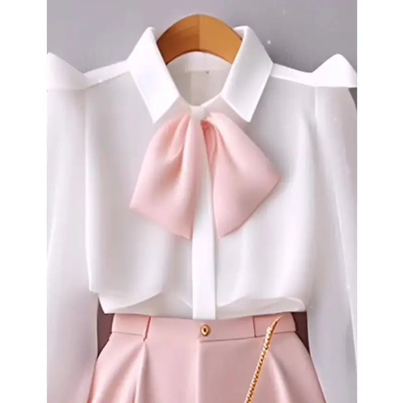 Summer Academy Style Top Paired with High Waist Shorts Two Piece Set