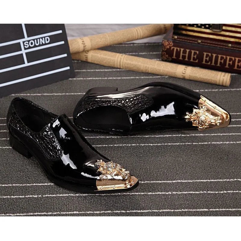 Summer Black Glossy Leather Dress Shoes for Men – Pointed Toe Business &amp; Wedding Oxfords