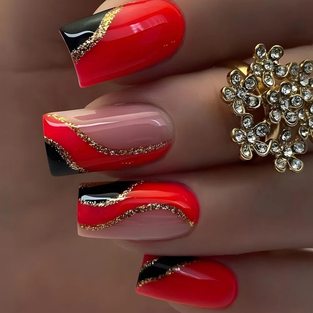 24pcs Press on Nails Flower Design