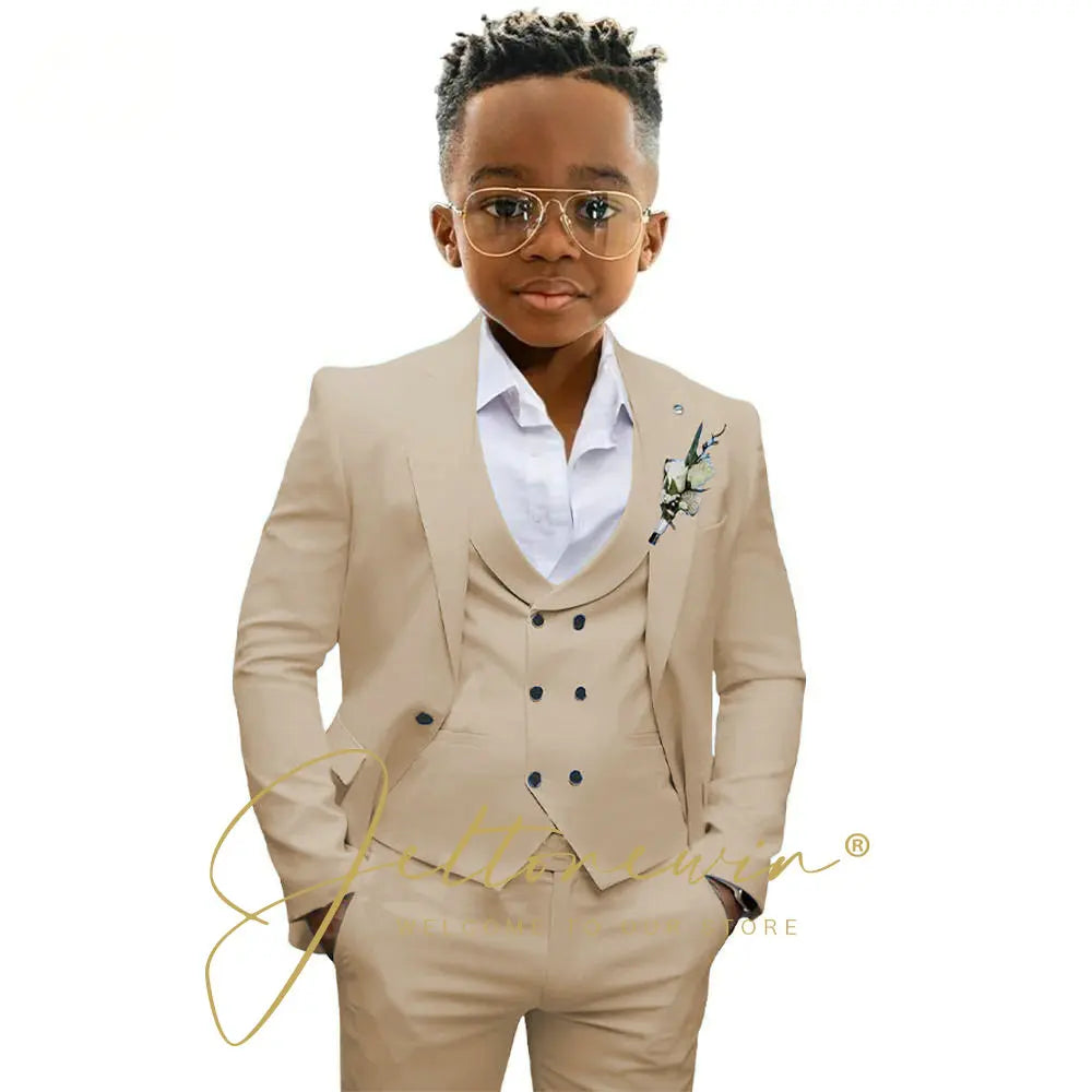 Casual Boys Suit Jacket Pants Vest 3 Piece Set