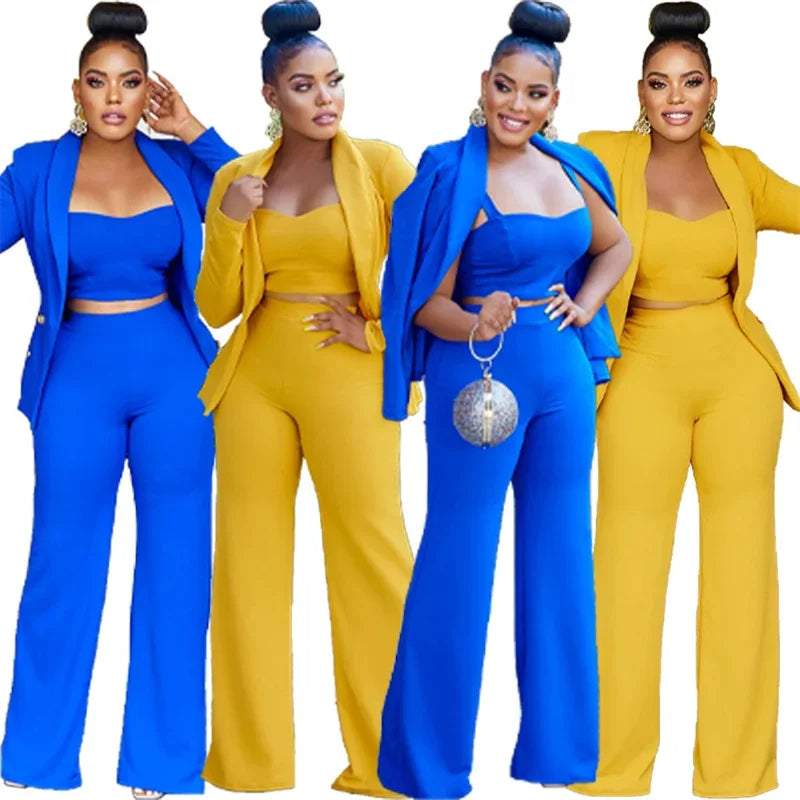 Elegant Office 3 Piece Women Suit Blazer and Pant Suits