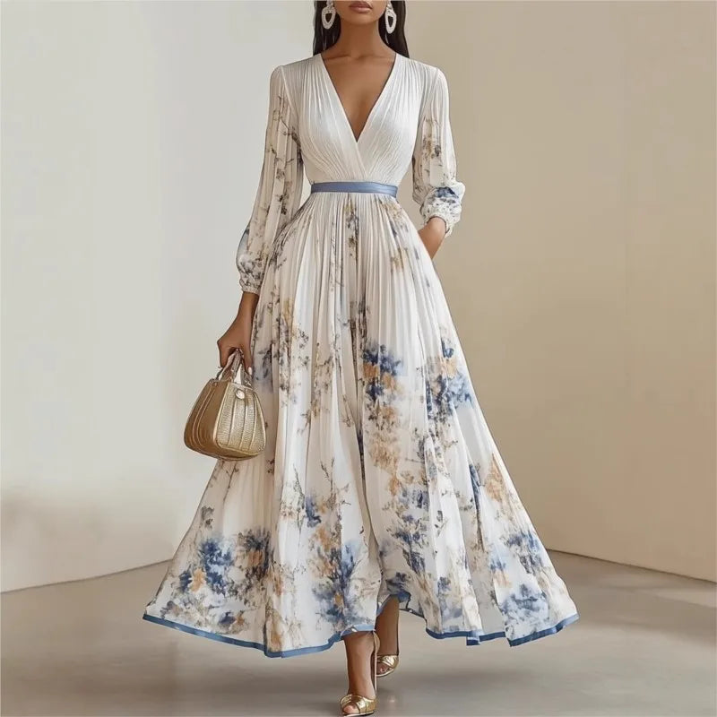 Women's Floral Pleated Maxi Dress