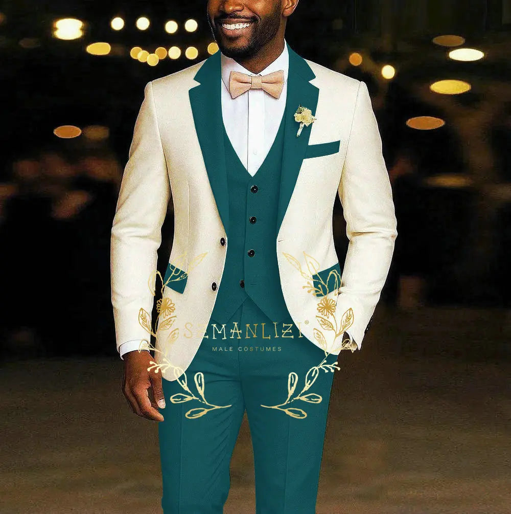 3 Pieces Blazer  Vest Pants Wedding Tuxedos