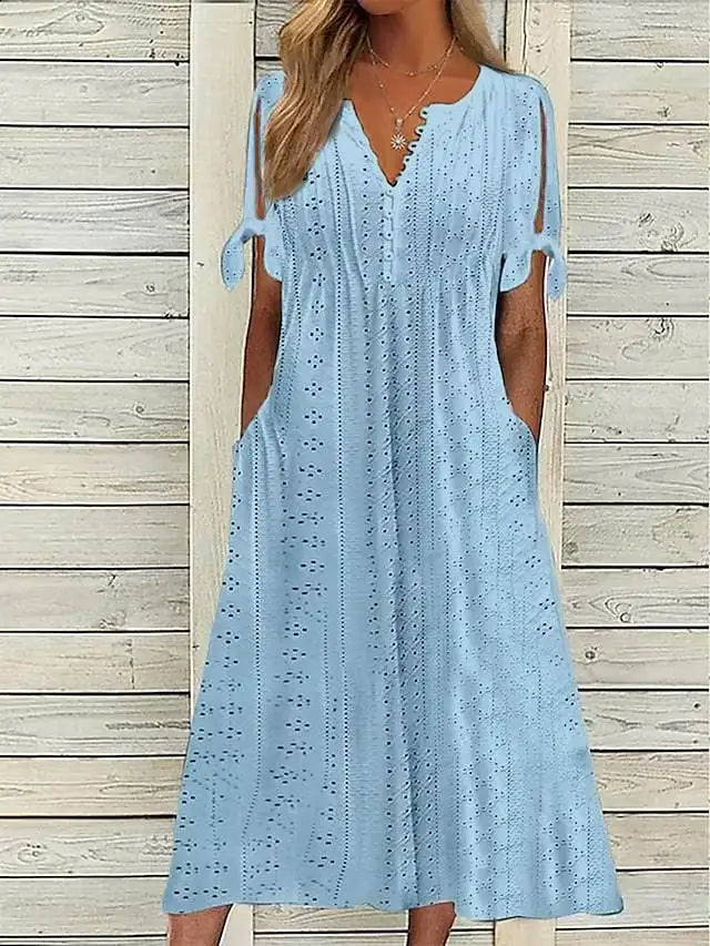 Summer Lace-Up Cutout Midi Dress