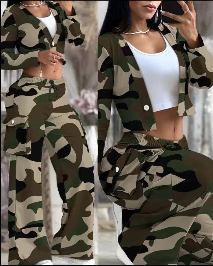Fashion and Elegant Autumn Cardigan Long Sleeve Coats Drawstring Pants