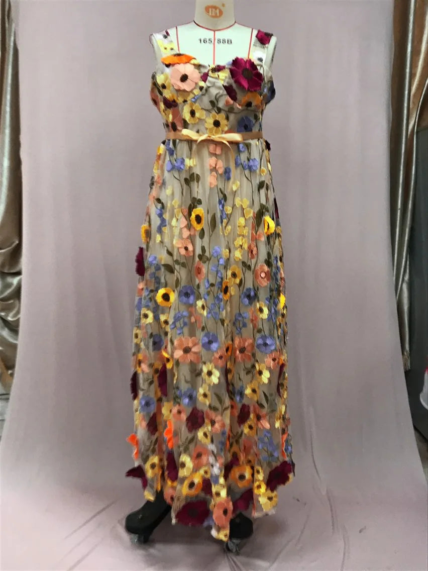 Women's 3D Floral Mesh Lace Bodycon Dress