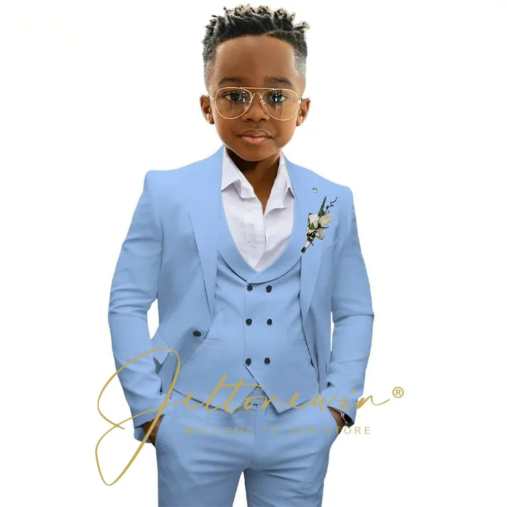 Casual Boys Suit Jacket Pants Vest 3 Piece Set