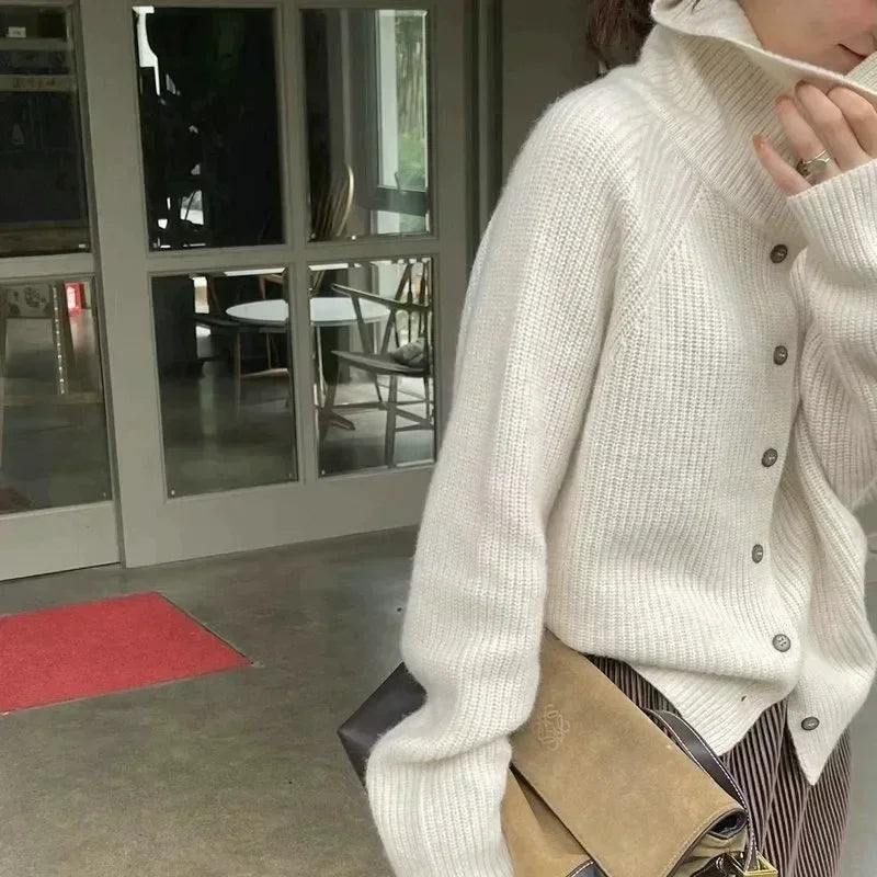 Autumn and Winter Loose Thickened  Turtleneck Sweater Knitted Coat