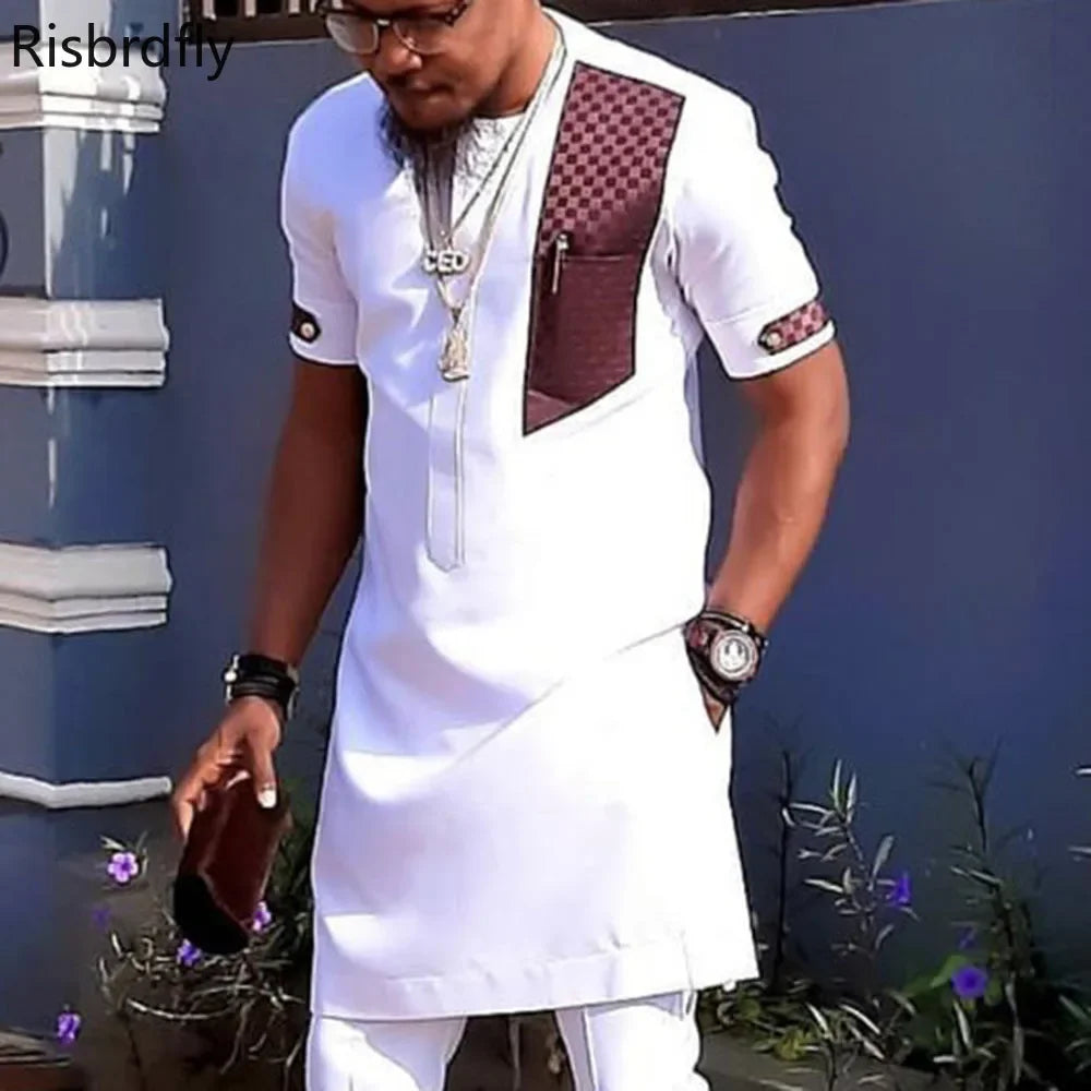 S–4XL Summer African Men’s White Shirt