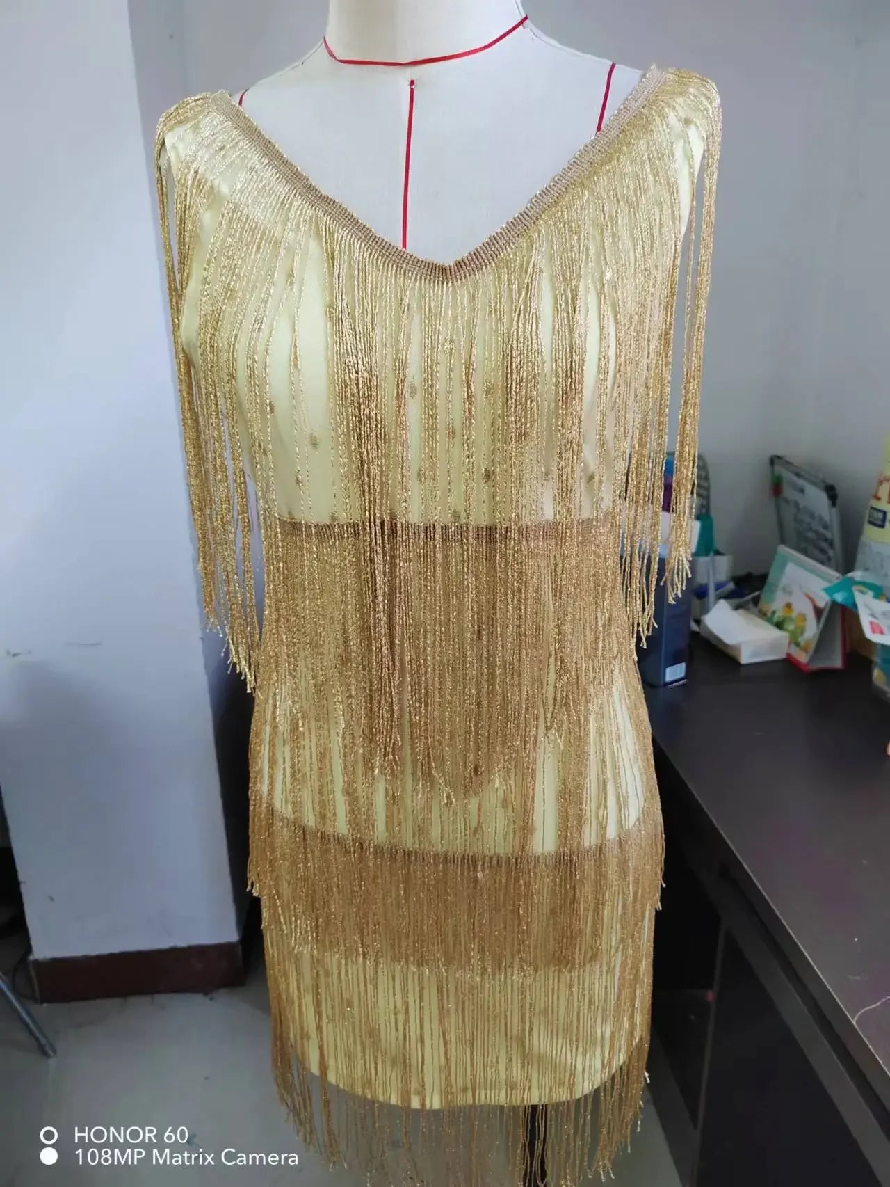 New  Sexy Tassel V Neck Backless Club Night Dresses