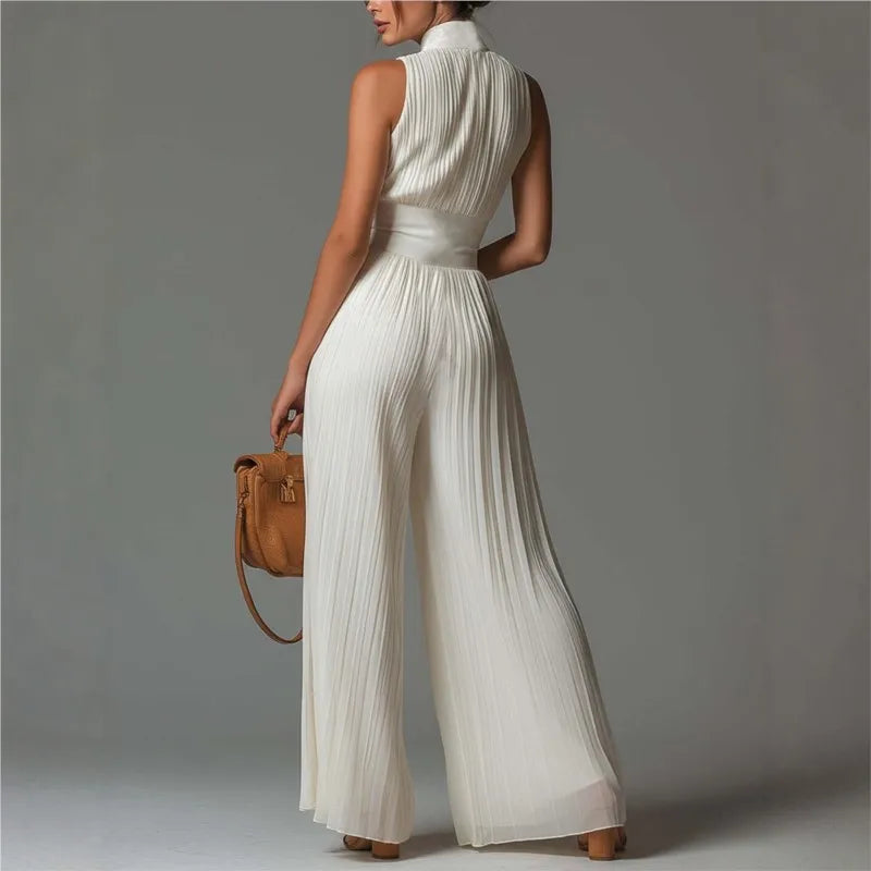 Fashion Sexy Deep V Neck Zip Jumpsuit