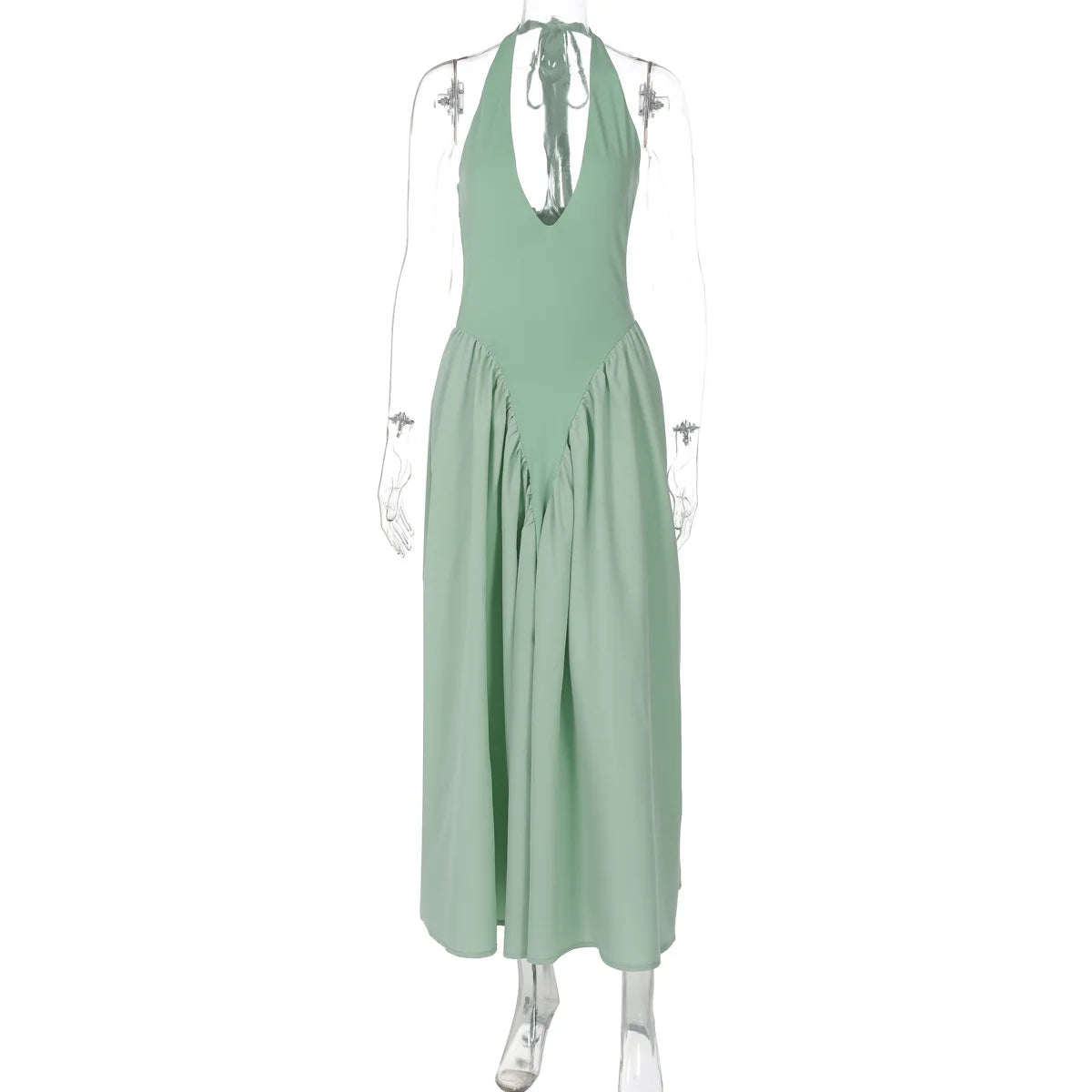 Summer Backless Deep V Spliced Long Dress