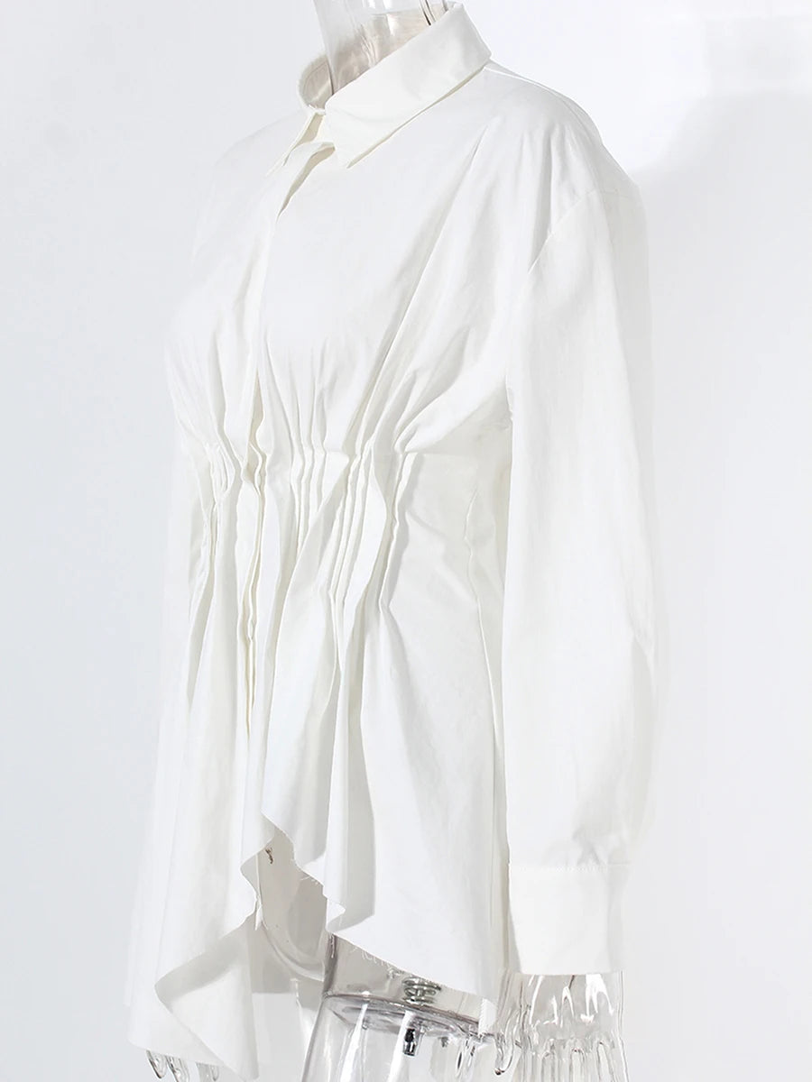 Lapel Long Sleeves Patchwork Single Breasted Shirt