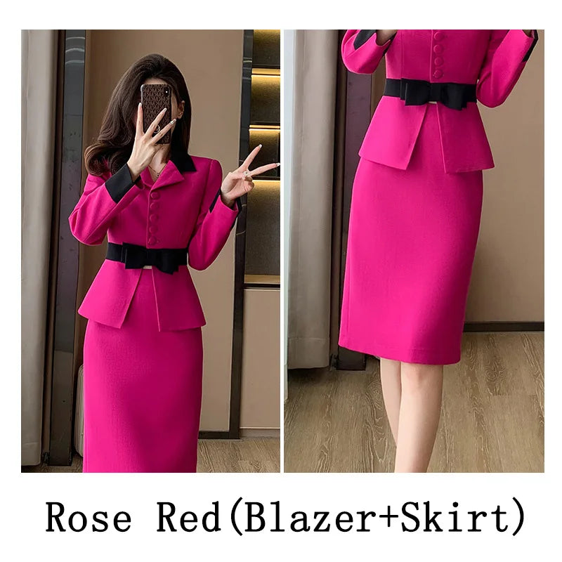 Novelty Slim Fashion Career Work Wear Suits With Jackets And Skirt