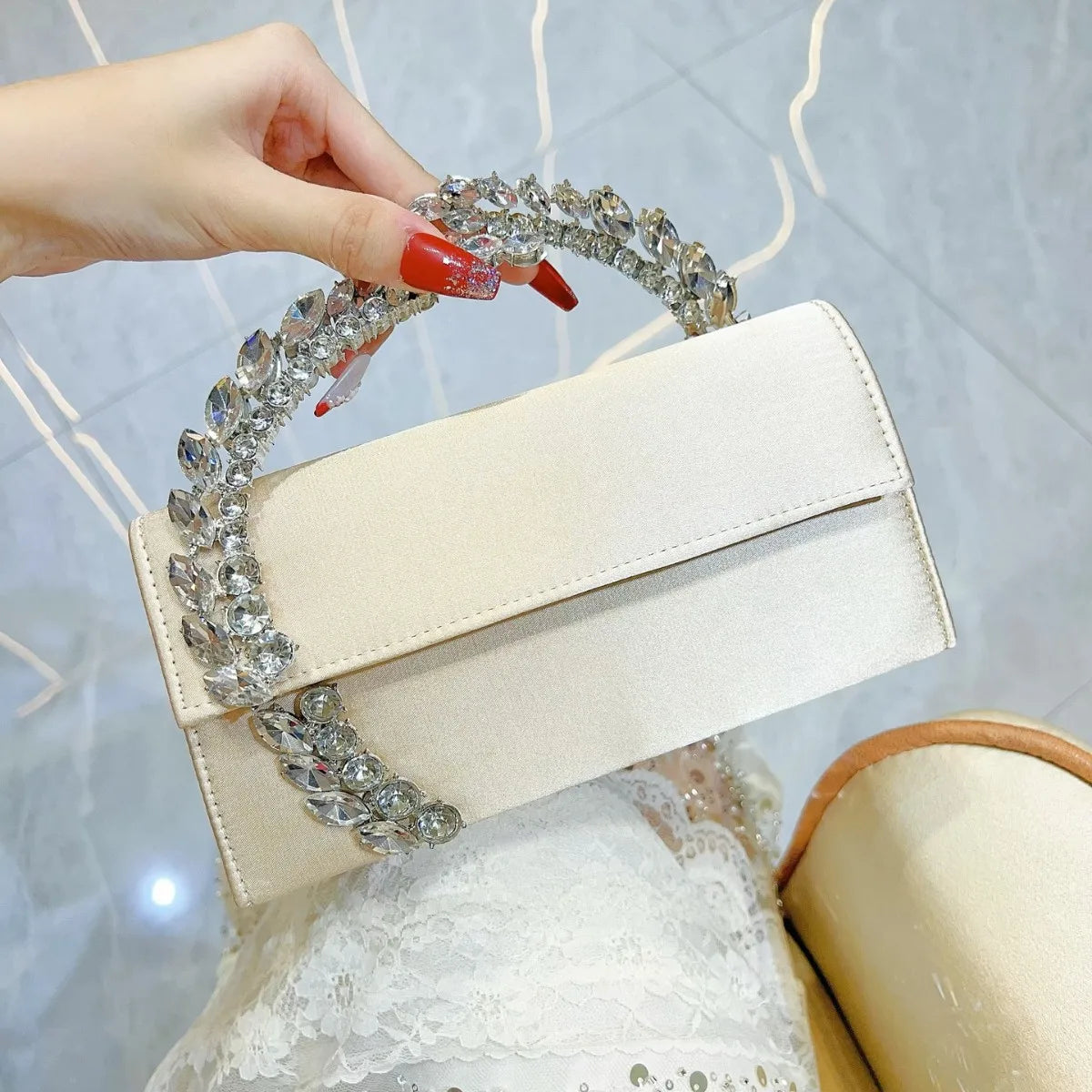 Luxury Flash Diamond Satin Sequin Handbag