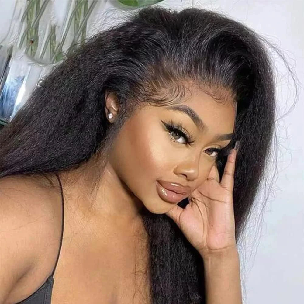 Hidden Strap Kinky Straight 360 Lace Front Wigs