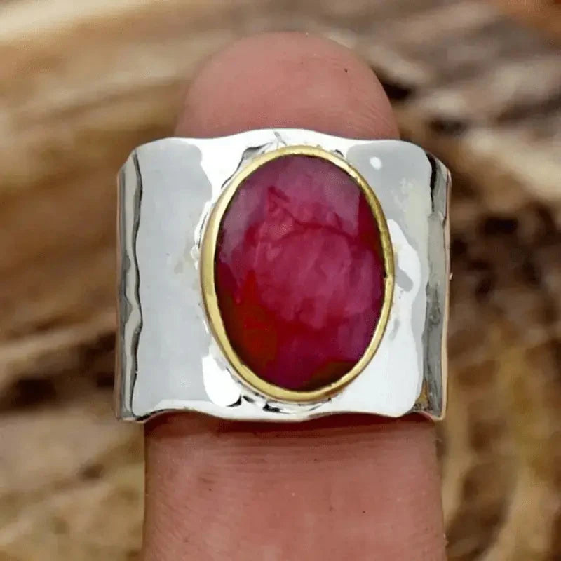 Creative Attractive Rings with Big Red CZ Design