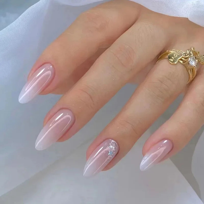 24Pcs Gradient Press on Long Almond False Nails