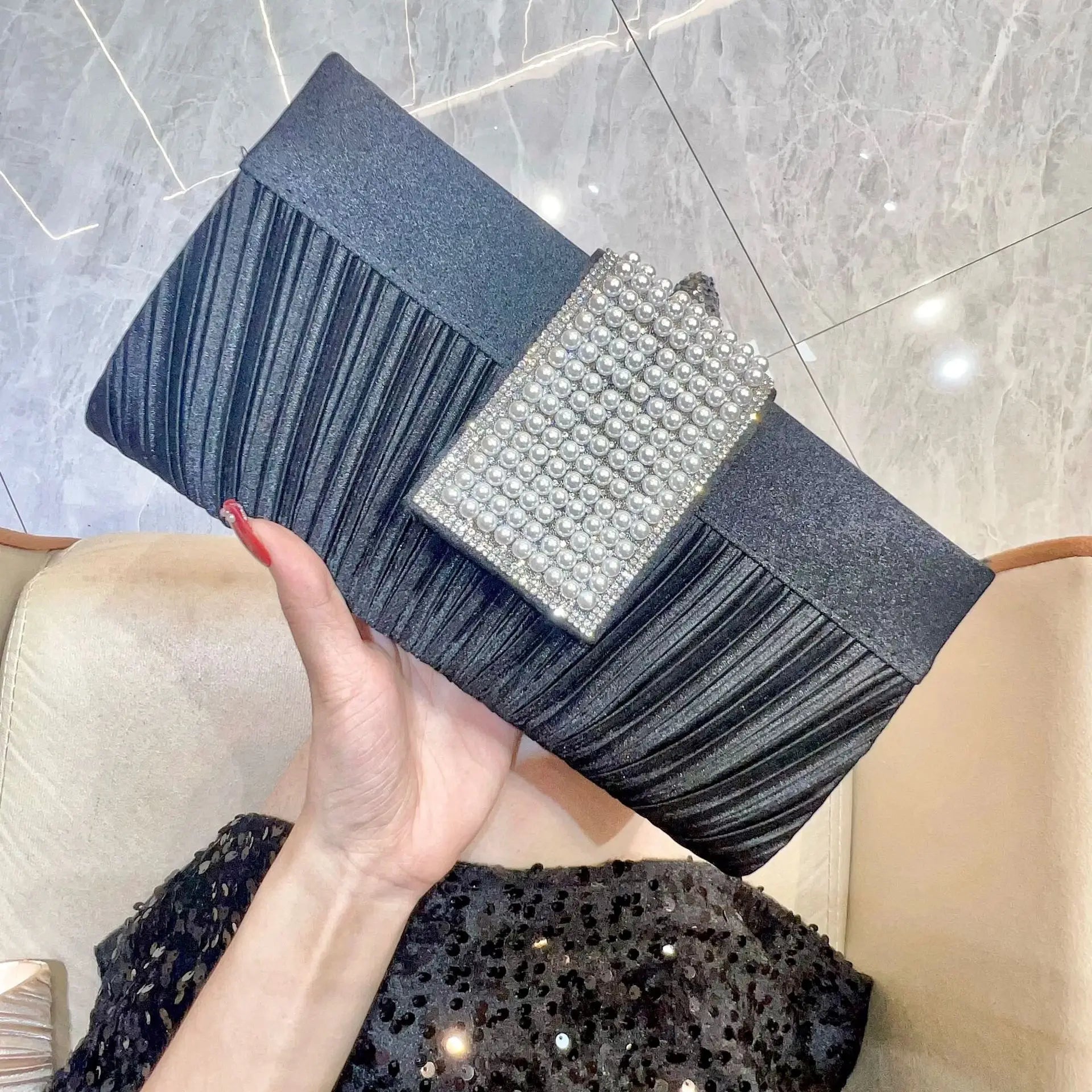 Classic Retro Gold Silver Black Small Clutches Purses