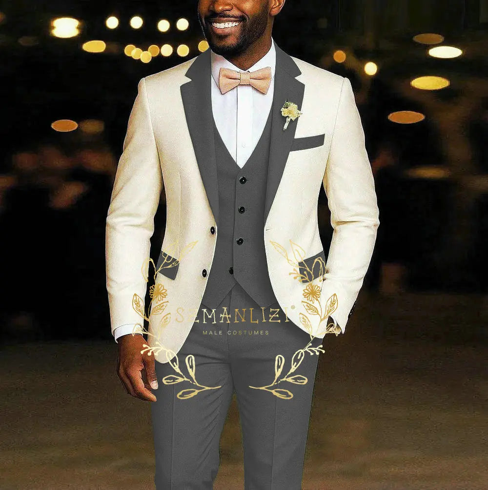 3 Pieces Blazer  Vest Pants Wedding Tuxedos