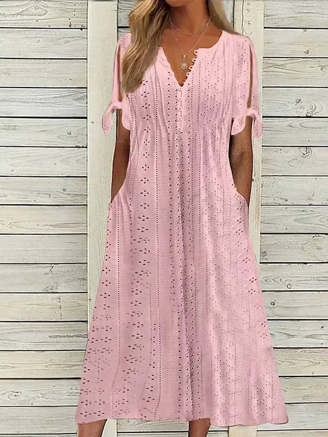 Summer Lace-Up Cutout Midi Dress
