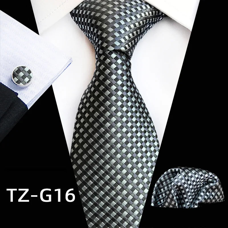 Orange Novelty Ties Plaid Flower Design Wedding Necktie Hanky Cufflinks