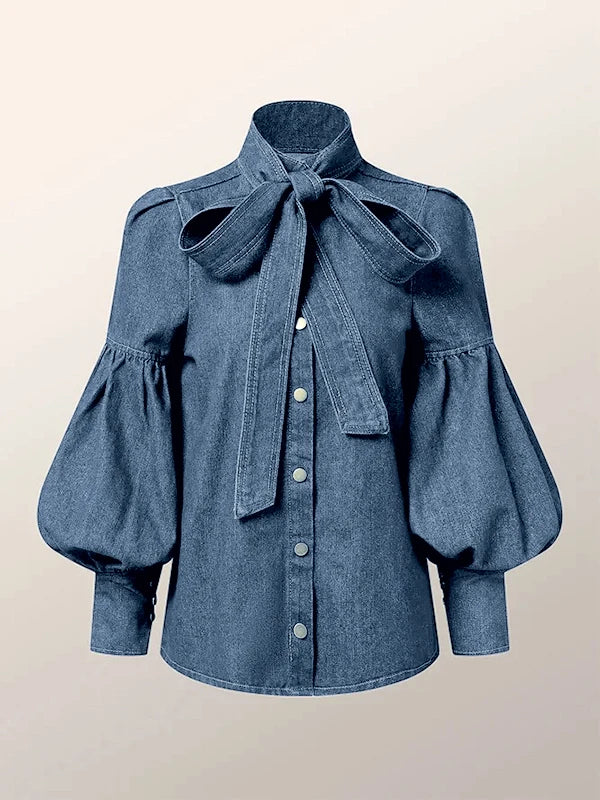 New Trendy Imitation Denim Blouse Tops