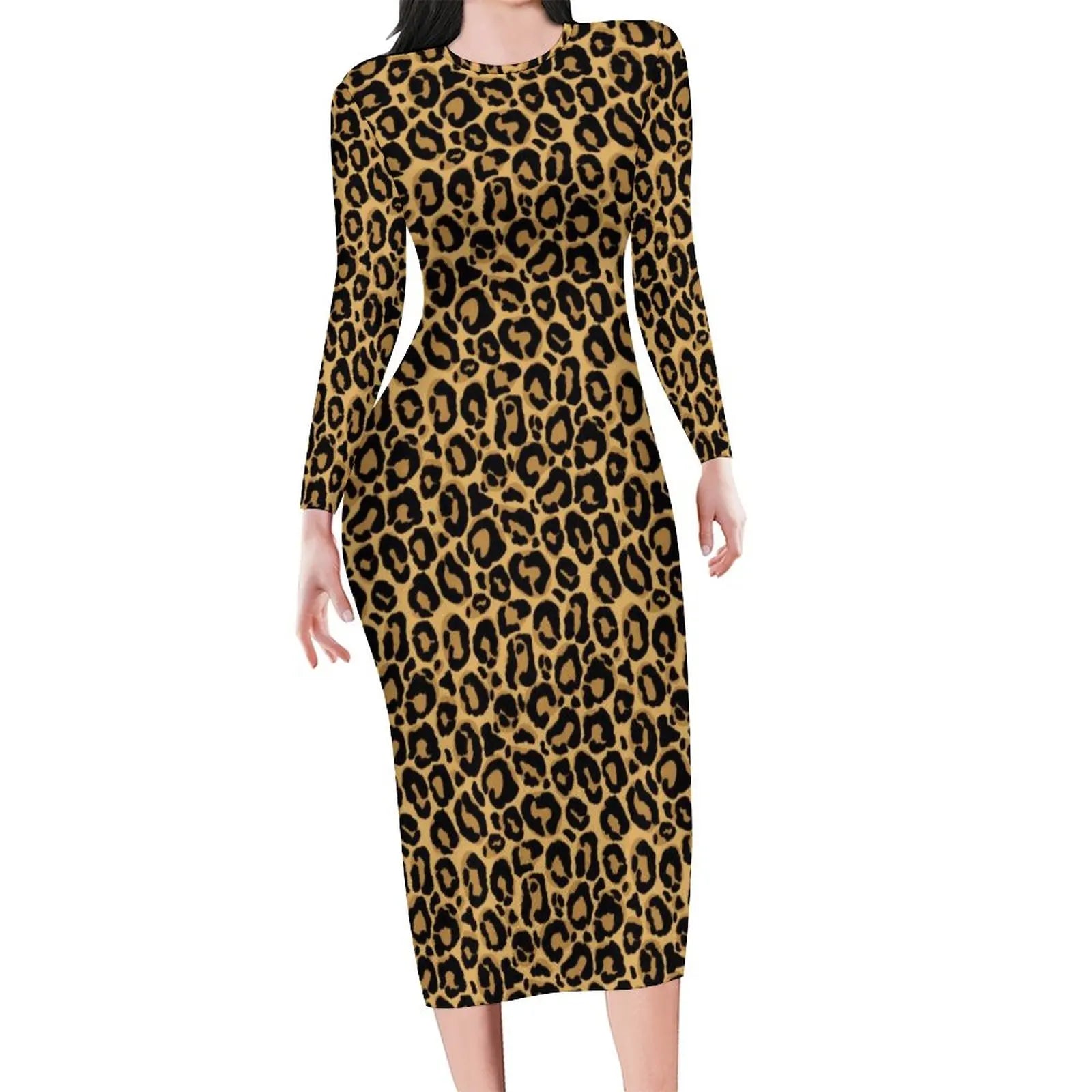 Autumn Leopard Print  Long SleeveDresses
