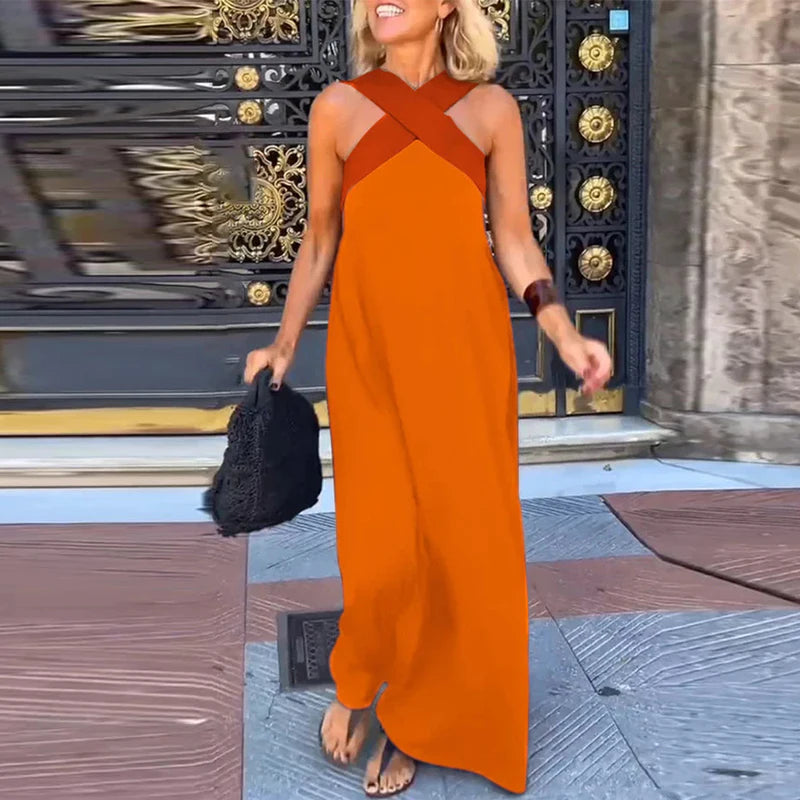 Sexy Cross Halter Sling Long Dress