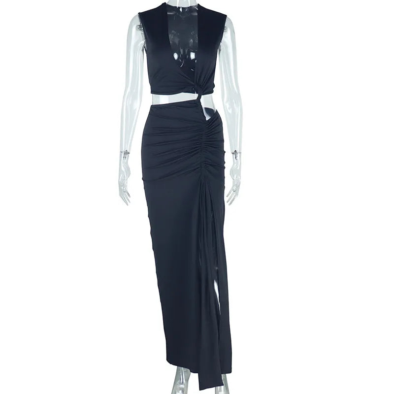 Sleeveless Beach Hollow Out V-Neck Maxi Long Dress