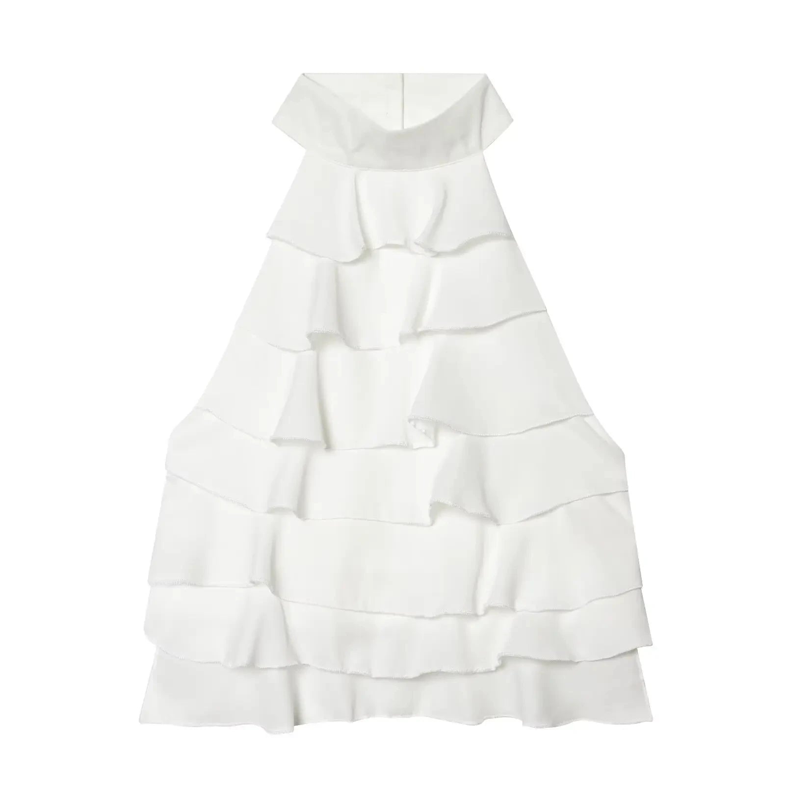 Elegant Ladies Halter Neck Ruffle Chiffon Blouse - Summer Wear