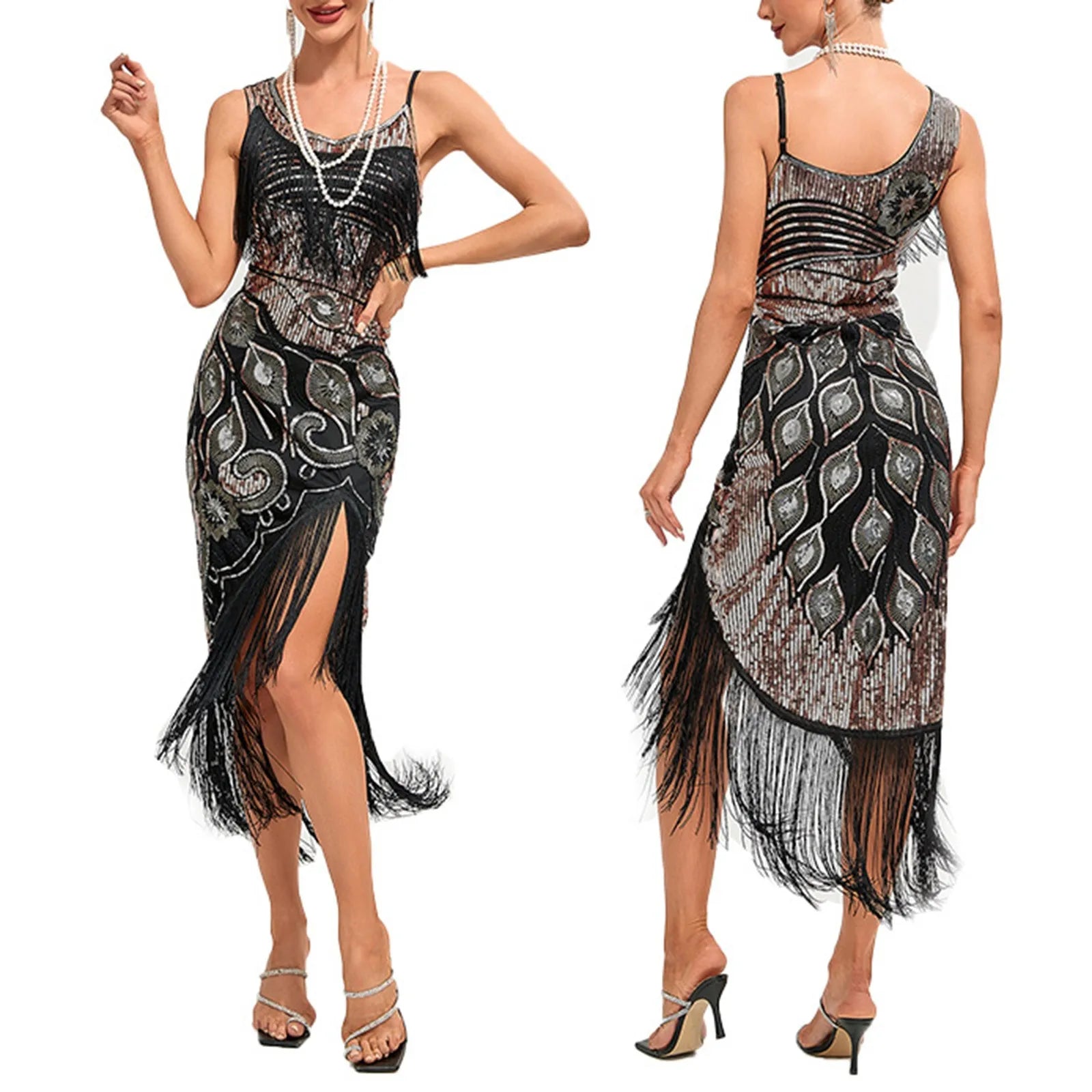 Vintage 1920s Flapper Tassel Dress